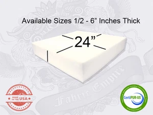 24" x 24" Square Upholstery Cushion Replacement Foam Sheet - FREE SHIPPING - Picture 1 of 9