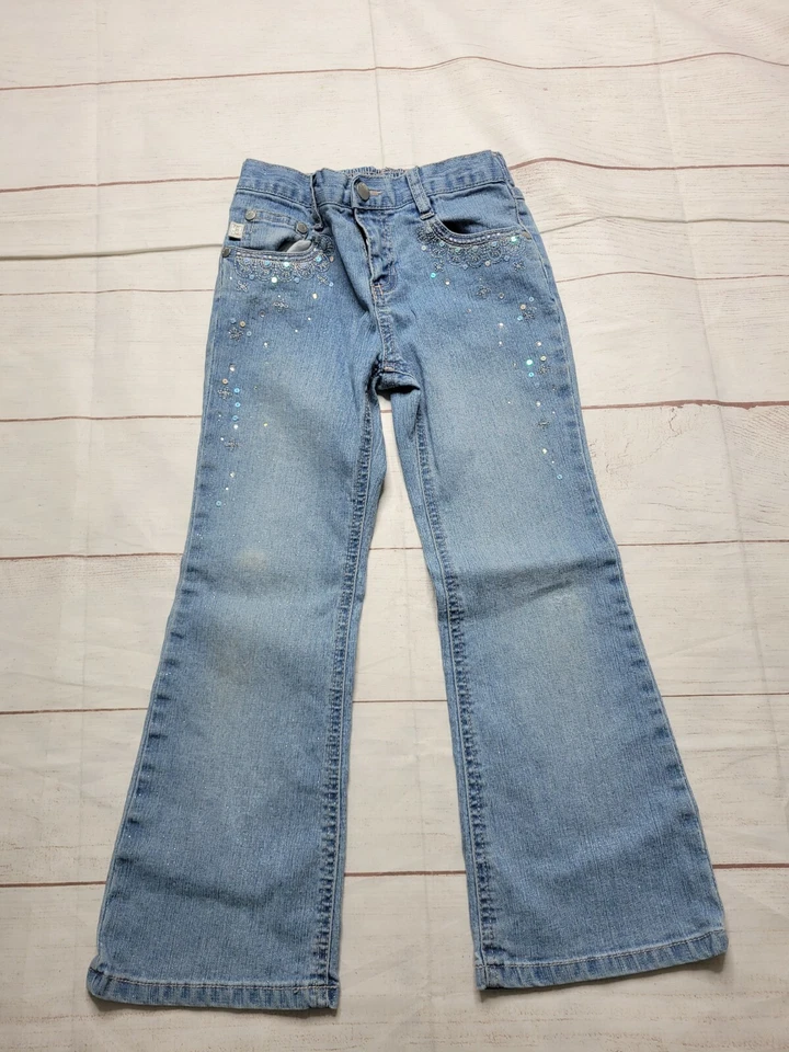 Pantalones de mezclilla Bongo para niñas talla 5 con pedrería brillante  Foto 1 de 4