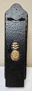 Vintage EMIG Black Cast Iron Wall Mount Match Holder Box With Pineapple - Picture 1 of 9