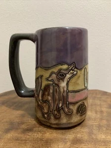 Mara Mexiko Volkskunst Keramik Kaffeebecher Tasse heulender Wolf Kojote Kaktus 20 Unzen - Bild 1 von 11