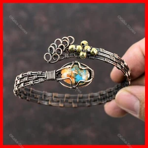 Kupfer stachelige Auster Kupfer Türkis Edelstein Frau Draht gewickelt Armreif Schmuck - Bild 1 von 6