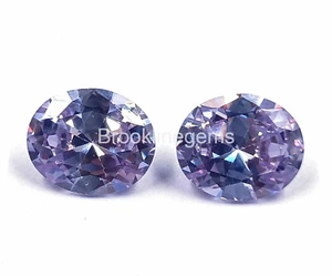 Natural Certified Purple Color Zircon Pair Oval Cut Cambodia Loose Gemstone 4JKF - Picture 1 of 6