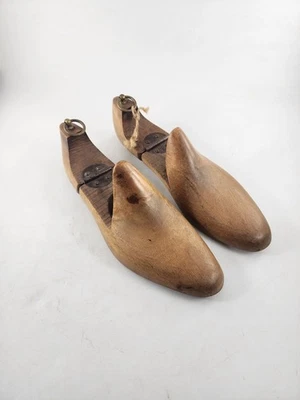 Molde de árbol de zapatos con bisagras de madera primitivo dura 829G 8 5 pares vintage Foto 1 de 4