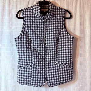Talbots White Black Size SP Checked And Quilted 80% Puffer Down Filled - Picture 1 of 5