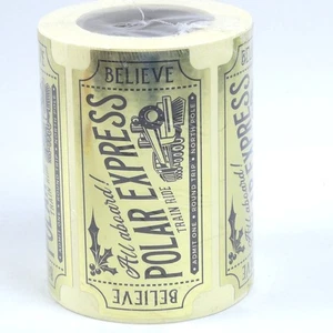200 pegatinas Polar Express Believe billete dorado de Navidad rollo de tren - Imagen 1 de 3