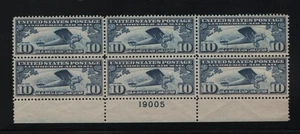 C10 XF OG lightly hinged plateblock of 6 with nice color scv $ 90 ! see pic ! - Picture 1 of 1