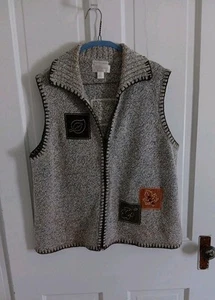 Vintage Christopher & Banks Pullover Weste Damen 1X bestickt Reißverschluss Herbst Autumn Leaf - Bild 1 von 12