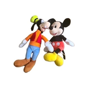 Disney Mickey Mouse & Goofy Plush Stuffed Animal Toy Set Collectible 12 & 10 In - Picture 1 of 9