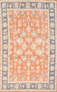 Vegetable Dye Oushak Area Rug 7x10 Ft Handmade Orange Transitional Wool Carpet - Picture 1 of 12