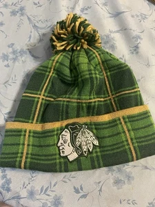 Chicago Blackhawks Green/Yellow Beanie With Pom From Reebok OSFM - Picture 1 of 2