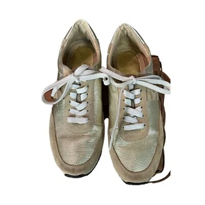 Zapatillas deportivas Michael Kors Stanton de cuero metálico doradas y tostadas/beige para mujer - Imagen 1 de 9