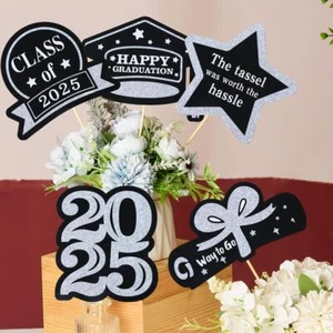 2025 Graduation Cupcake Toppers – Party Table Decor & Centerpiece Sticks - Picture 1 of 7