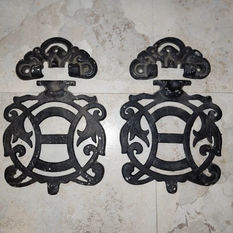 Antique Pair 2 Original Black Heavy Cast Iron Door Knocker Victorian Era  Nice!! Cover