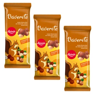 3 x Laima Vaverite Milk Chocolate Bars Whole Hazelnuts 90g – Latvian Sweets - Picture 1 of 3