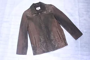 VTG Scully Women's Western Brown Leather Jacket -Satin Lined- Embroidered Size L - Picture 1 of 19