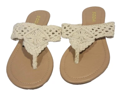 Sandalias chanclas SODA talla 6 para mujer tejidas marfil nuevas sin etiquetas Foto 1 de 4