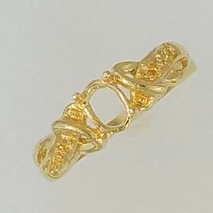 PRE-NOTCHED VINTAGE 6X4 OVAL SOLITAIRE RING IN SOLID 10K YELLOW GOLD CR5185-10KY - Picture 1 of 3
