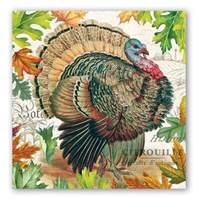 20 servilletas de almuerzo de papel de triple capa Michel Design Works Fall Harvest Turkey Foto 1 de 2