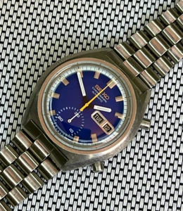 Seiko 6139-8030 Chronograph Automatic Watch Blue Dial Men's Vintage - Picture 1 of 11