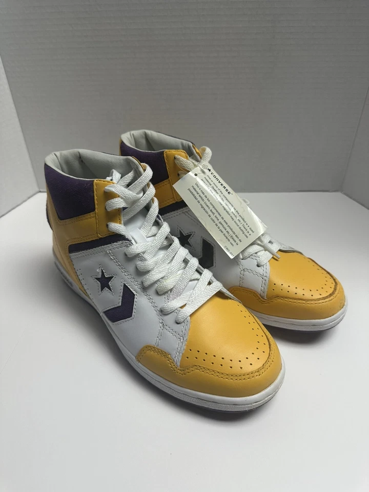 Zapatillas de baloncesto vintage Converse Weapon - blancas, moradas y amarillas (Lakers) Foto 1 de 4