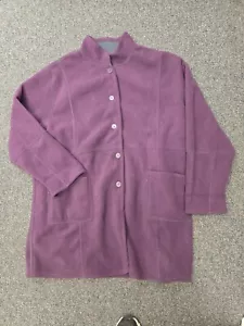 SUSAN GRAVER Womans Fleece Jacket REVERSIBLE Solid Purple/Gray Button Up Size 2X - Picture 1 of 11