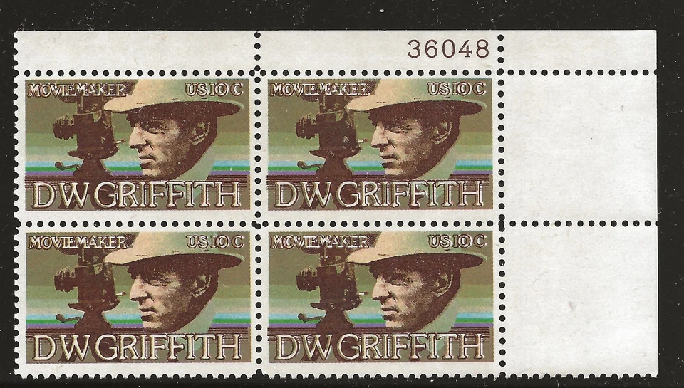 US Scott #1555, Plate Block #36048 1975 Griffith 10c FVF MNH Upper Right - Image 1 of 1