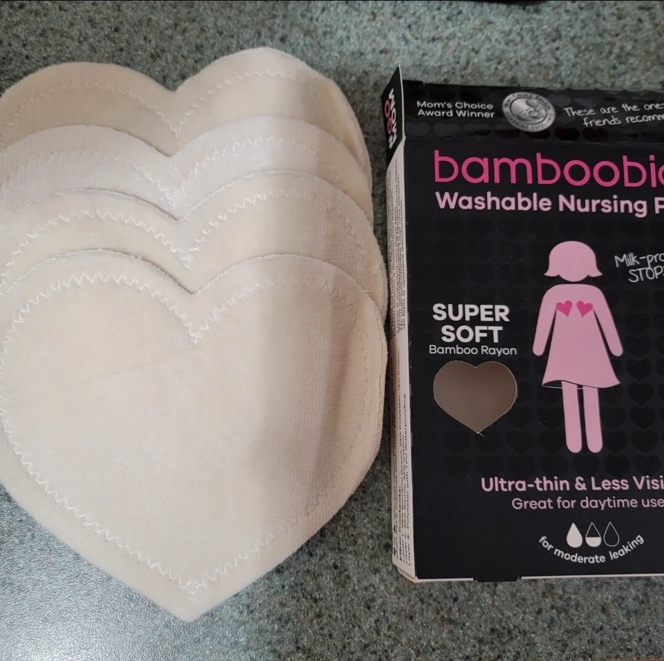 Bamboobies Washable Ultra Thin Soft Nursing Pads Breastfeeding Reusable 2 Pair  - Image 1 of 4