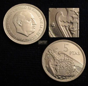Gutse Franco > 5, 5 Pesetas 1957 72, Plus, Brillant Original, Sans Circulaire - Bild 1 von 1