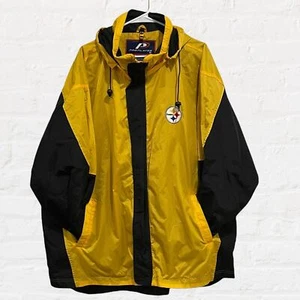 Vintage Pro Player Pittsburgh Steelers Yellow and Black Rain Jacket Men’s sz XL - Picture 1 of 3