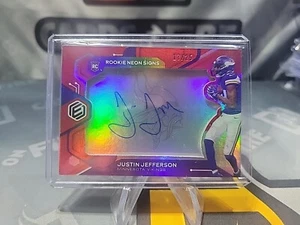 Justin Jefferson Red Neon Signs 2020 Panini Elements Rookie AUTO /25 - Picture 1 of 3