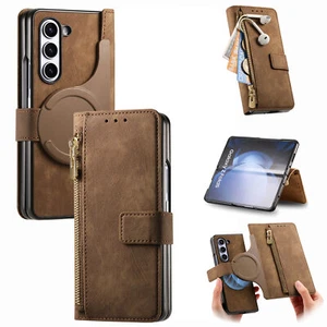 For Samsung Galaxy Z Fold 7/6/5/4 Magnetic Leather Detachable Zipper Wallet Case - Picture 1 of 63
