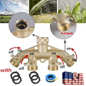 Brass 3/4'' Garden Water Tap Adapter Valve Splitter 4Way Hose Pipe Tap Connector - Picture 1 of 12