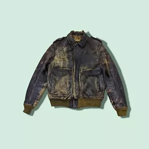 Vintage 30's DISTRESSED Leather Jacket Talon Zipper - Picture 1 of 19
