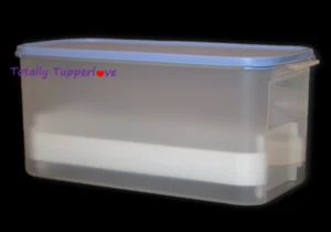 Tupperware #3 Largo Rectángulo Modular Mates Grande 38 Taza Contenedor Azul De Colección - Imagen 1 de 2