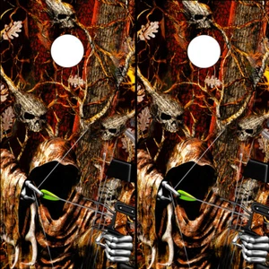 Cornhole Wraps Grim Reaper Arco Cazador Calavera Llama Camufla - Juego de 2 Calcomanías Cornhole - Imagen 1 de 3