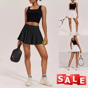 Women's High Waisted Yoga Tennis Skirts Pleated Golf Skorts With Shorts Pocket - Picture 1 of 13