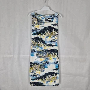 Ladies Dress Size 8 George Blue Holiday Ocean Beach Print Shift Party - Picture 1 of 7