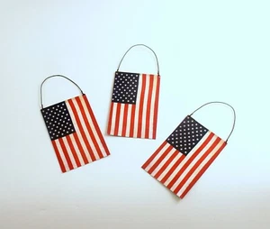 Bethany Lowe Set of 3 Americana Tin Flag Ornaments TF5102 New 4th Of July - Picture 1 of 3
