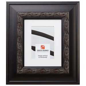 Craig Frames Gotham, 3.5" Wide Ornate Black Wood Picture Frame With a Mat - Picture 1 of 9