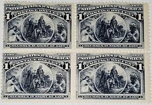 US STAMPS COLUMBIAN EXPO BLOCK OF( 4) 1893 1c SC#230 PERF 12 UNWMK MNHOG!! - Picture 1 of 2