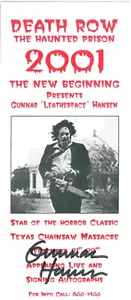 Gunnar Hansen Death Row Haunted Prison Advertisement Card Signed with JSA COA - Picture 1 of 2