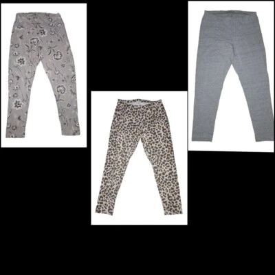 3 pares de leggings antiguos azul marino para mujer talla grande, gris, estampado de flores, tostado y marrón Foto 1 de 4