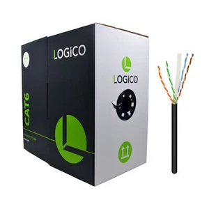 Cat6 Riser CMR UL ETL Copper Ethernet Network Cable 550Mhz UTP 23AWG 1000' Black - Picture 1 of 4