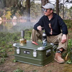 Outdoor Aluminum Alloy Storage Box Camping Metal Portable Vehicle-mounted Wild C - Picture 1 of 11