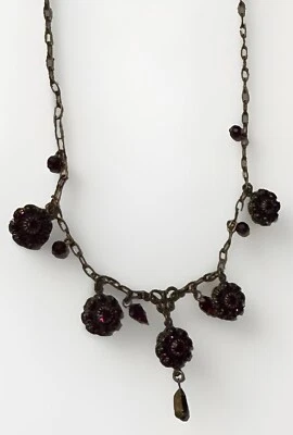 Liz Palacios S.F. Collar ROJO Negro Cristal Flor Dije 17 in MCM BOHO Foto 1 de 4