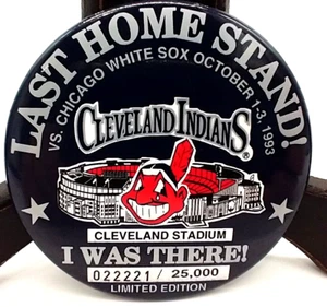 Cleveland Indians Limited Edition Pin Back Button Last Home Stand 1993 Vintage - Picture 1 of 5