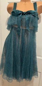 John Galliano Y2K Emerald Tulle Babydoll Dress W/Pink Chiffon Lining Size 40 XS - Picture 1 of 13