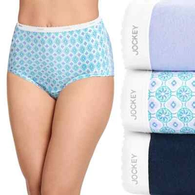 Women Jockey underwear 3-Pack Briefs /Blue Twilight Floral  Classic 100% cotton - Image 1 of 3