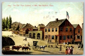 Old Four Corners in 1810 New Bedford Massachusetts Postcard 1907 - Picture 1 of 2