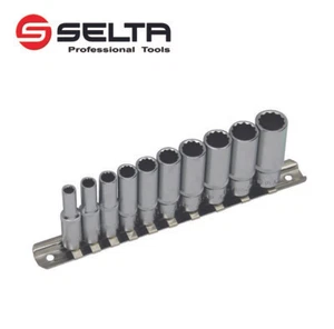 Selta Taiwan 10pc 1/4" Dr 12pt 50mmL Deep Socket Set: 5-6-7-8-9-10-11-12-13-14mm - Picture 1 of 6